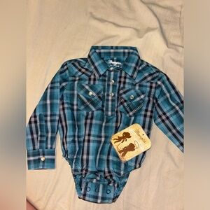 Wrangler western baby boys pearl snap onesie